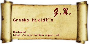 Gresko Miklós névjegykártya